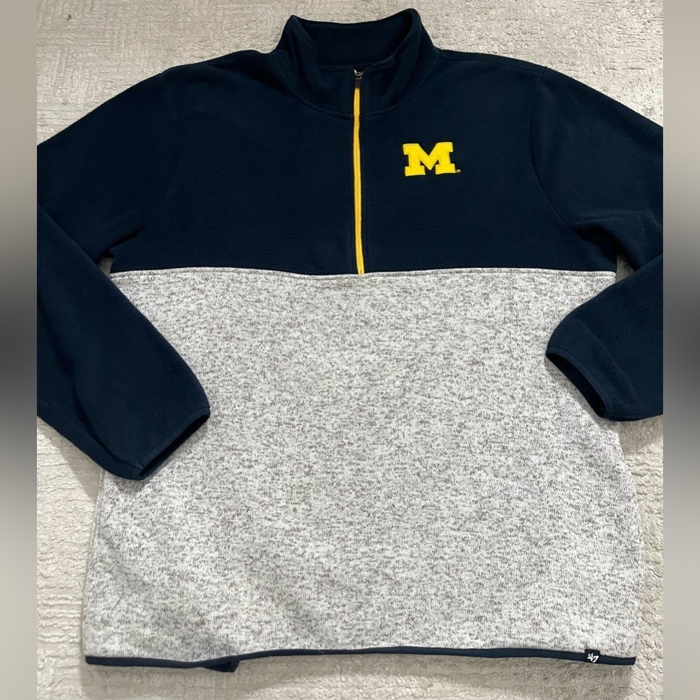 ‘47 University of Michigan Fleece Color Block 1/4 Zip Sweater